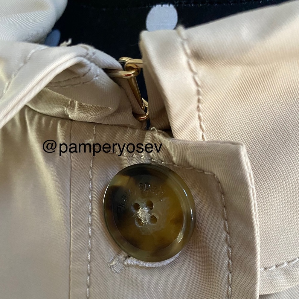 Kate Spade Scalloped Belted Hood Trench Coat - Picture 7 of 16